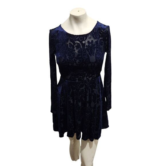 City Triangles Velvet Burnout Skater Dress Juniors SZ 0 Whimsygoth Fairy Witchy - Picture 1 of 4